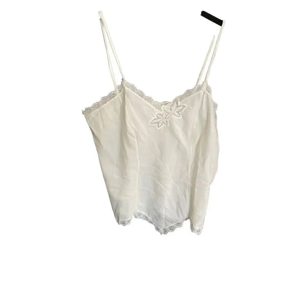 Vintage lady, lynn white lace floral, embellished, camisole size large